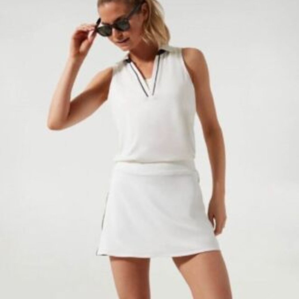 NWT Tuckernuck Womens' Size Large Sleeveless White Tennis Polo Shirt